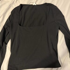 Garage Black Long-Sleeve Square Neck Top